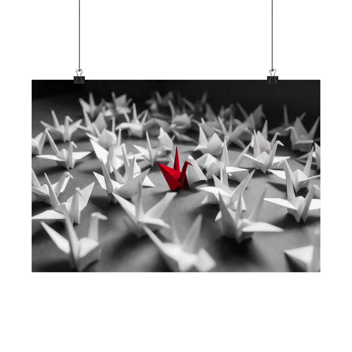 The Red Crane - Unique Wall Art For Office | Matte Poster (Landscape)