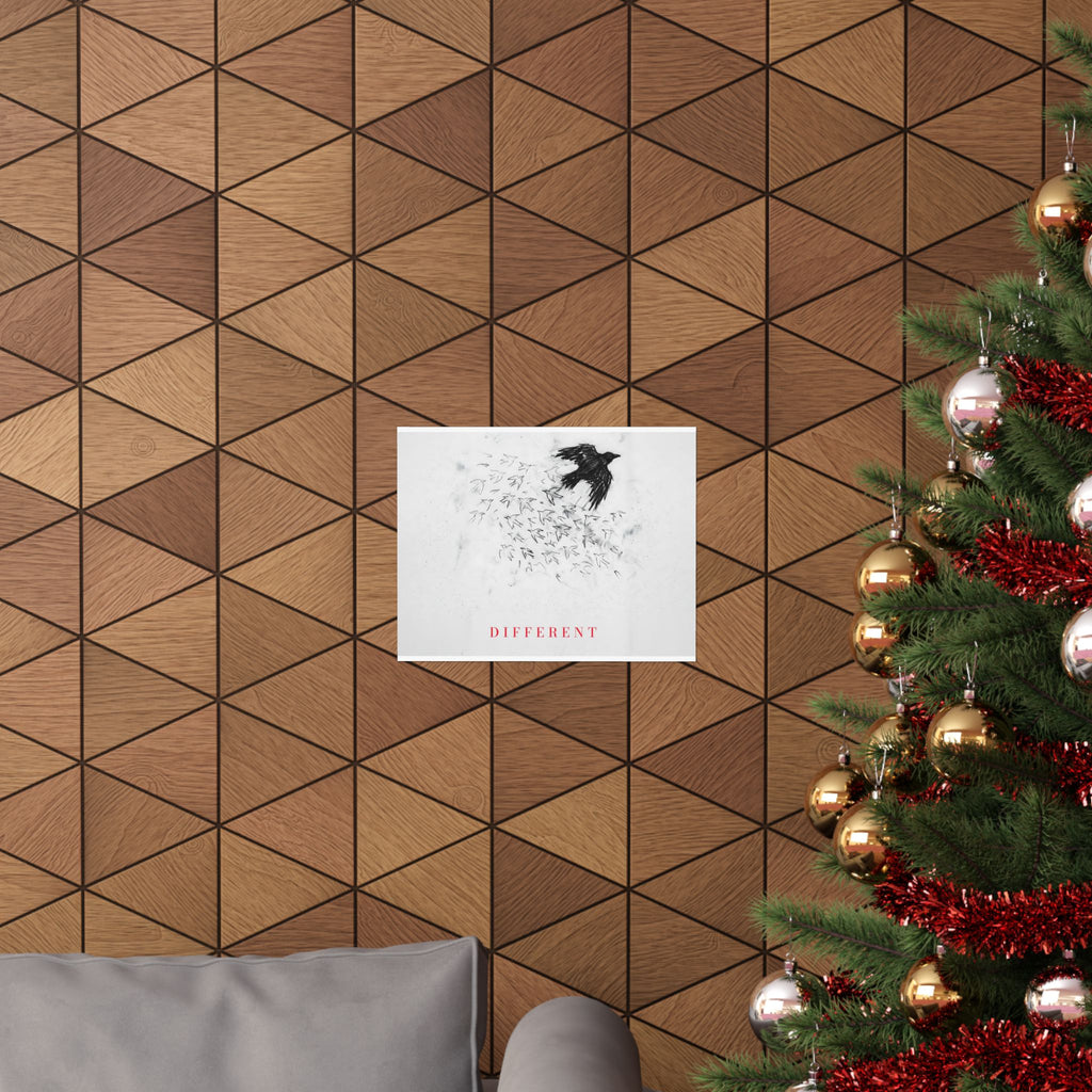 The Flock Went Left - Charcoal Wall Art | Matte Poster (Landscape)