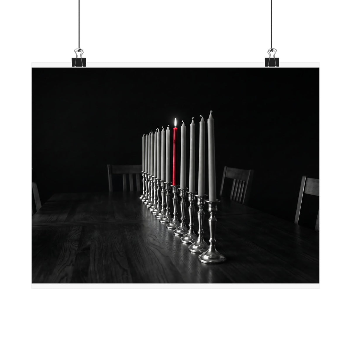 One Candle Lit - Dining Room Wall Art | Matte Poster (Landscape)