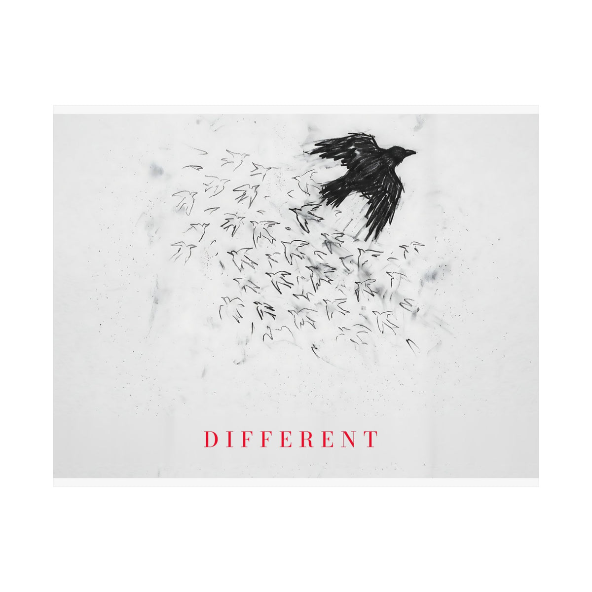The Flock Went Left - Charcoal Wall Art | Matte Poster (Landscape)