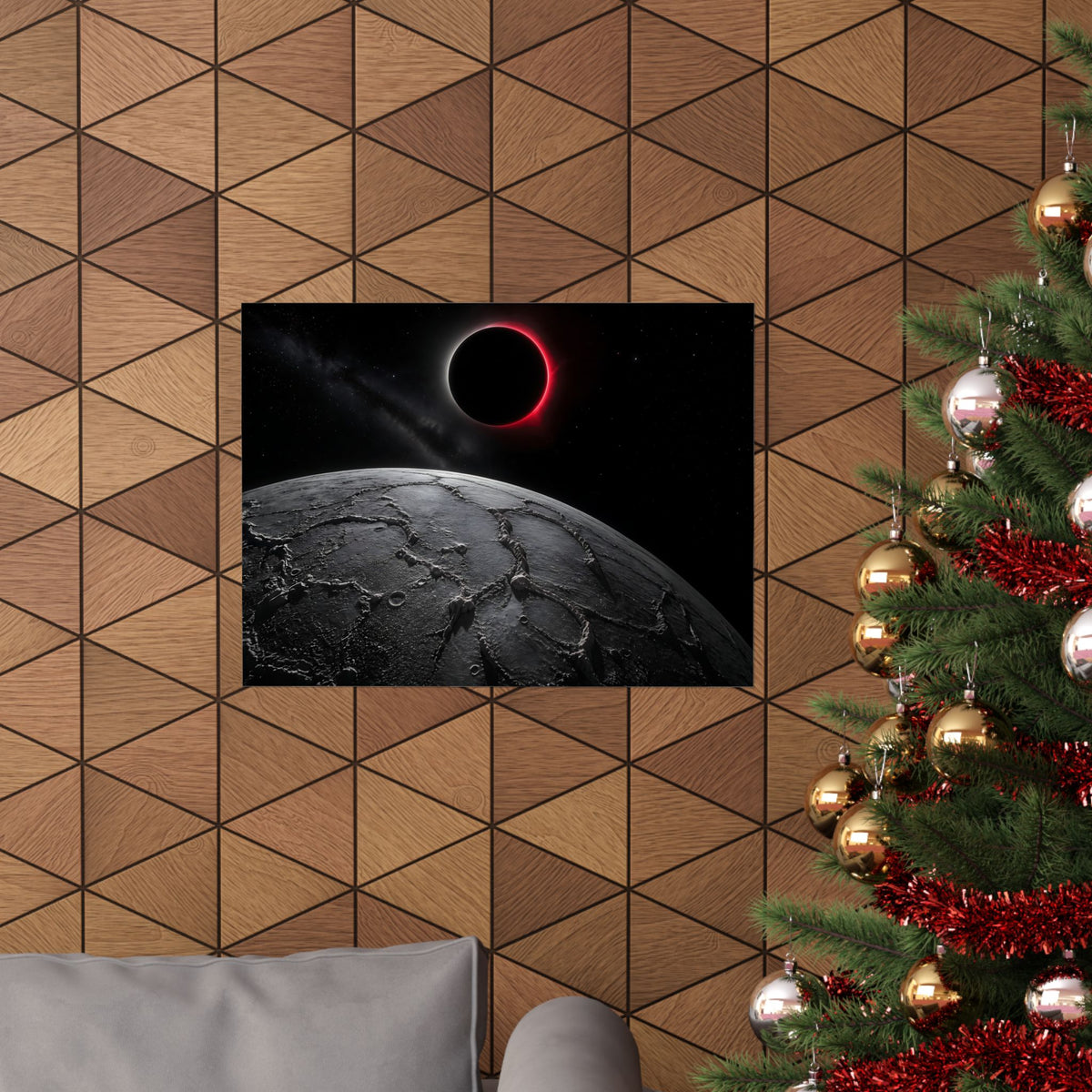 Red Eclipse - Moon Wall Art | Matte Poster (Landscape)