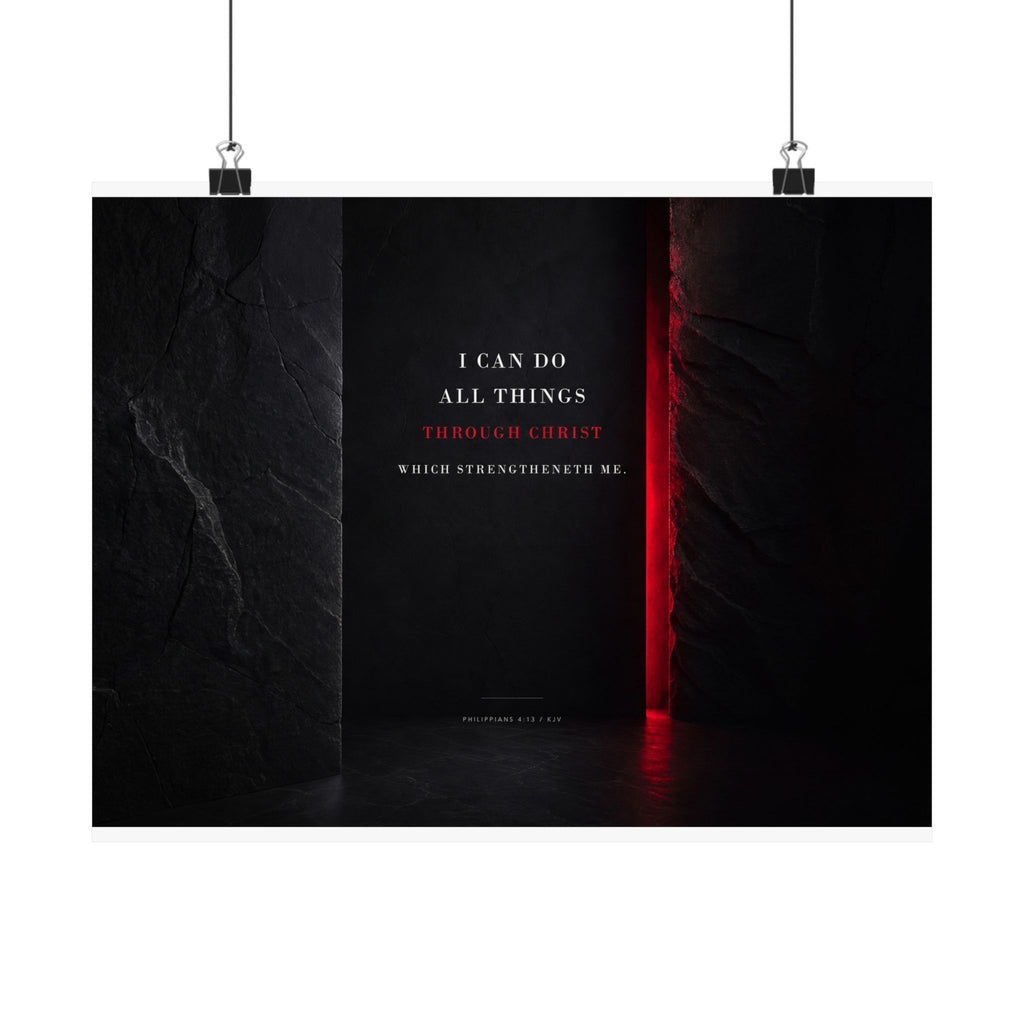 All Things Through Christ - Philippians 4:13 Scripture Wall Art | Matte Poster (Landscape)
