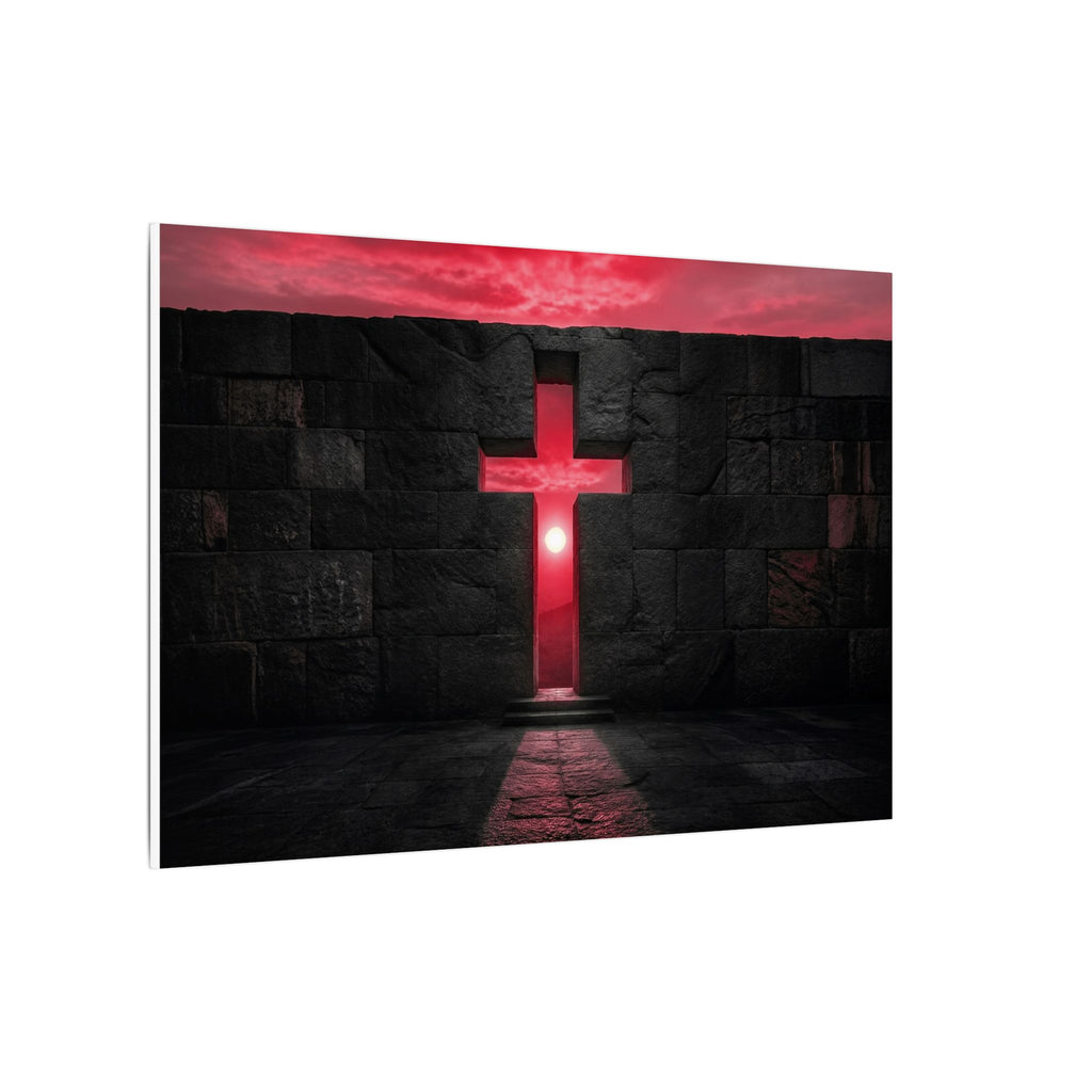 Light Through Stone - Modern Cross Wall Art | Canvas (Landscape)