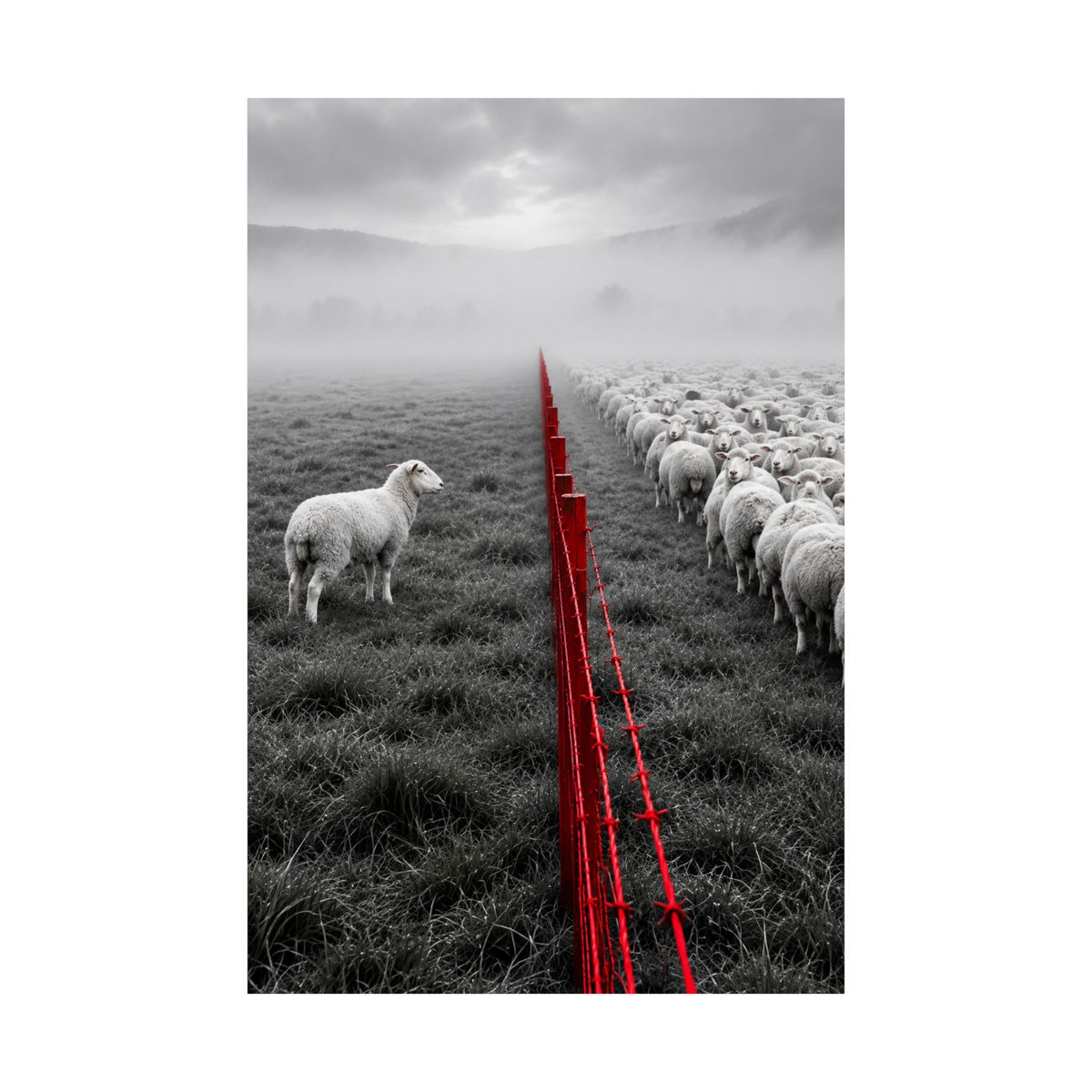Lone Lamb - Black and White Wall Art | Matte Poster