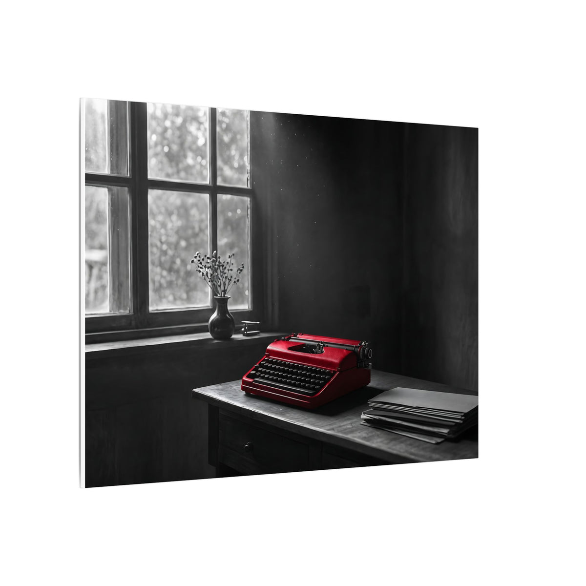 The Red Typewriter - Unique Office Wall Art | Canvas (Landscape)