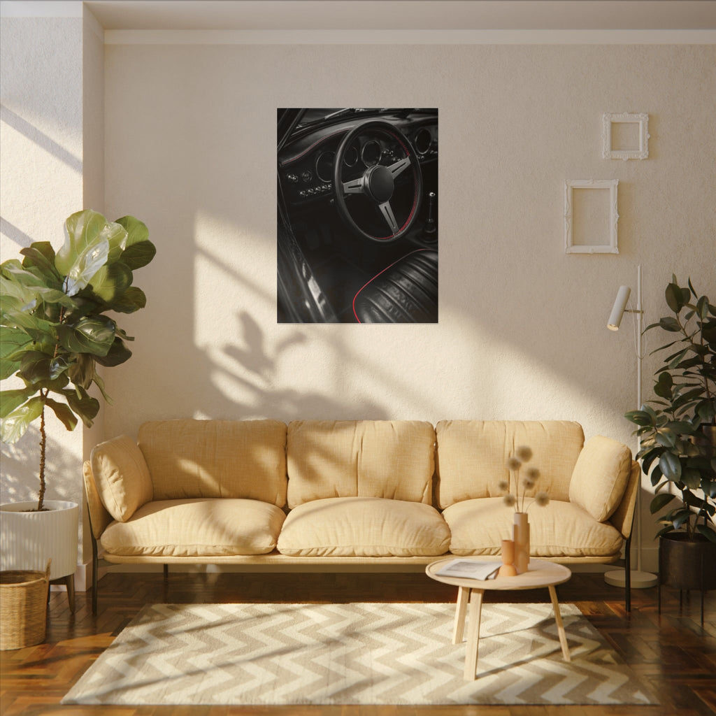 Red Stitch Cockpit - Classic Car Interior Wall Art | Canvas