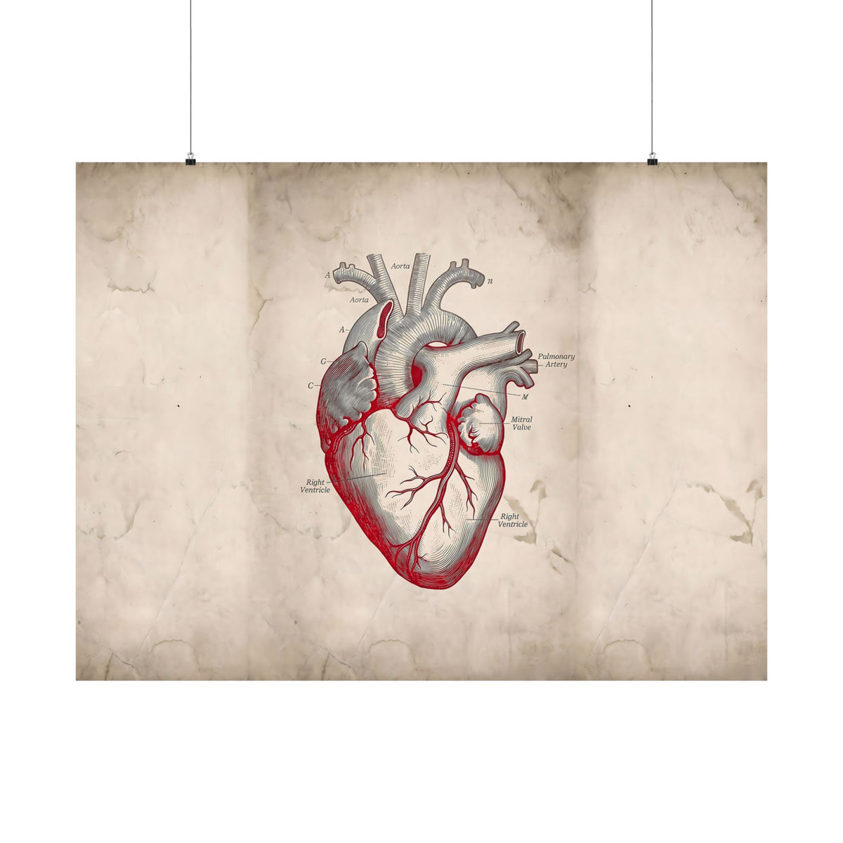 The Anatomical Heart - Wall Art For Doctor Office | Matte Poster (Landscape)