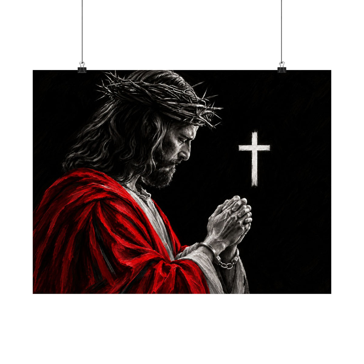 Praying Jesus - Christian Wall Art | Matte Poster (Landscape)