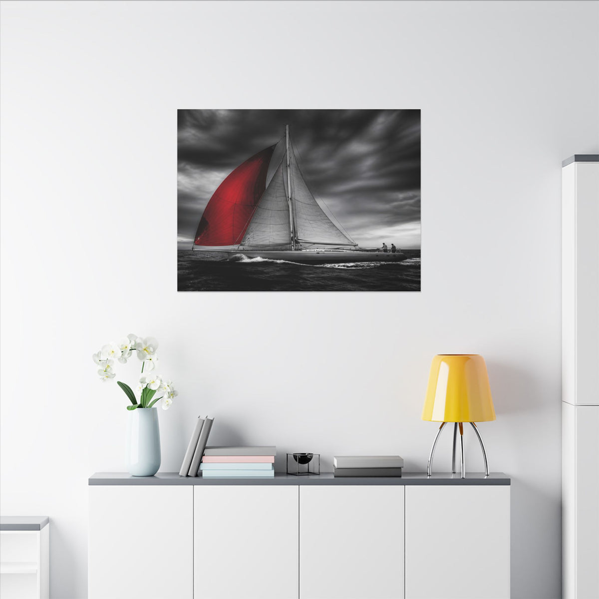 Red Sail - Large Wall Art for Bedroom | Canvas (Landscape)