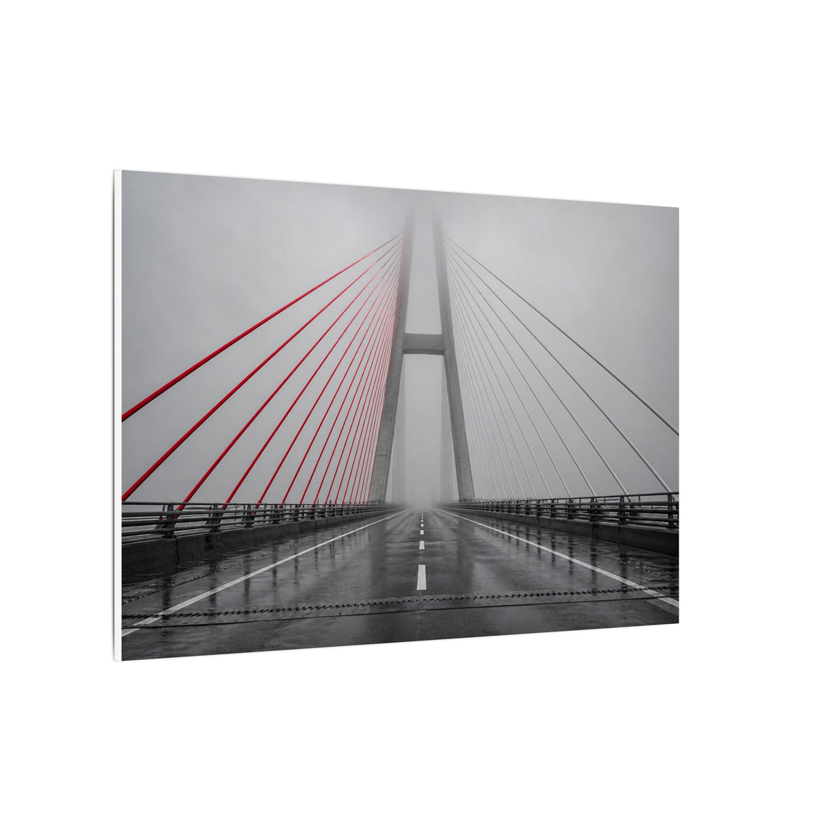 Span in Fog - Red Wall Decor | Canvas (Landscape)