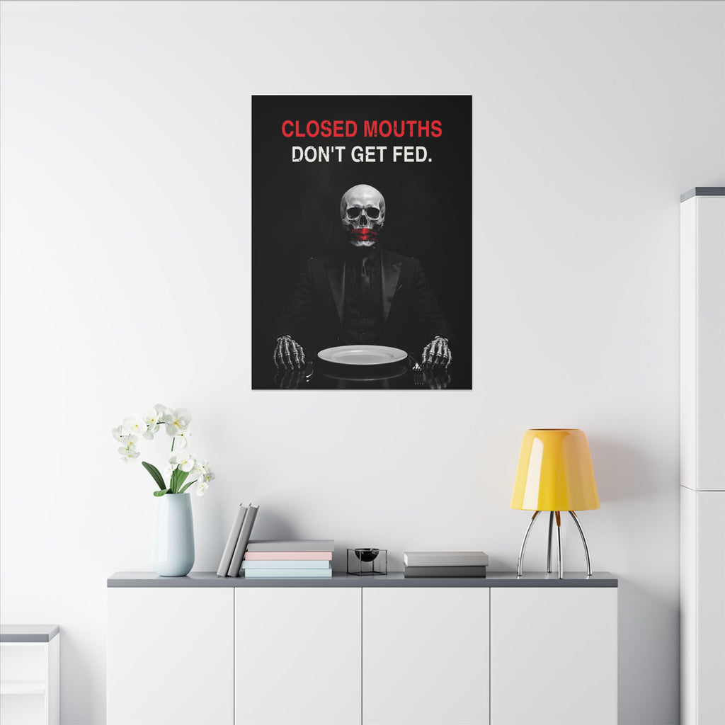 Closed Mouths - Dark Humor Wall Art | Canvas