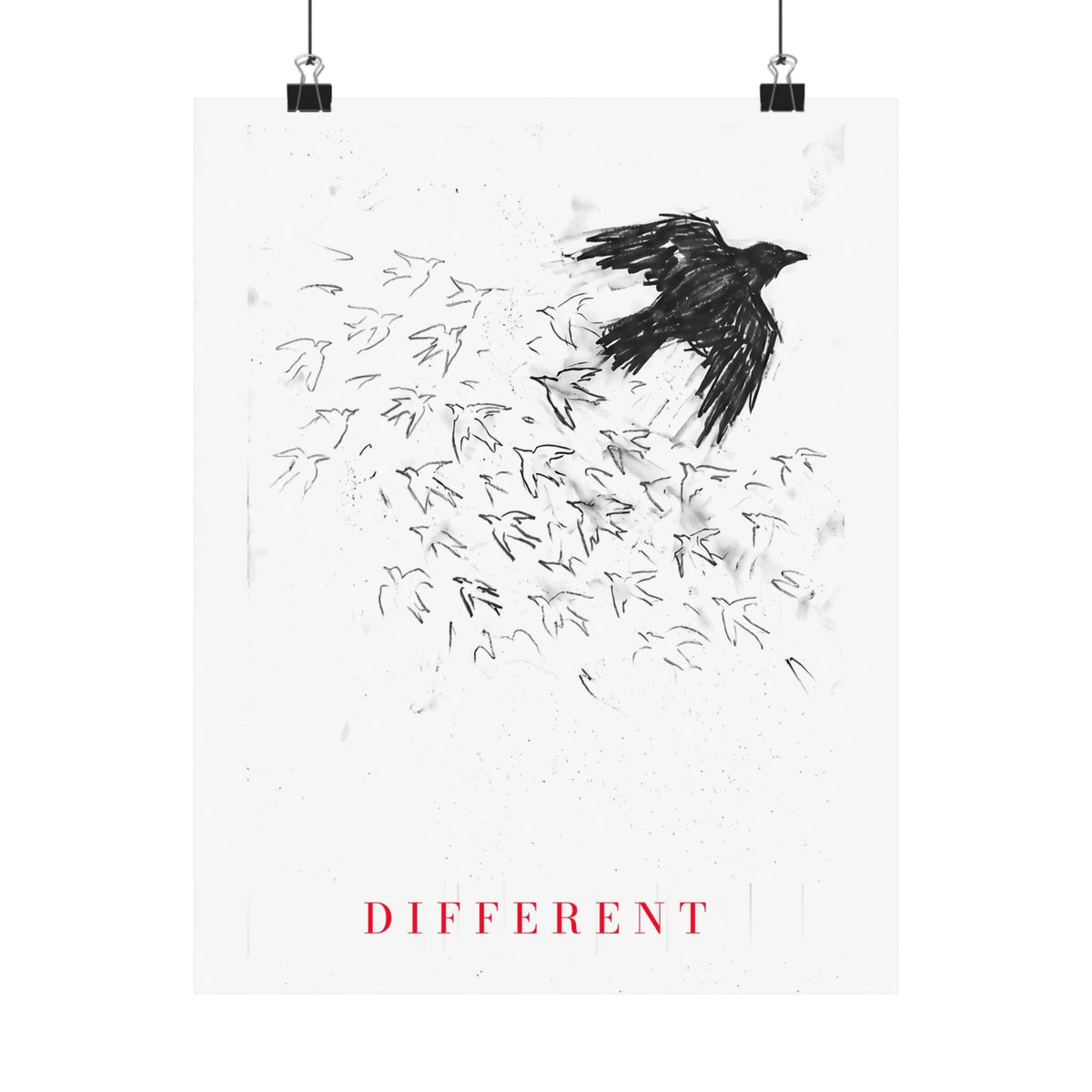 The Flock Went Left - Charcoal Wall Art | Matte Poster