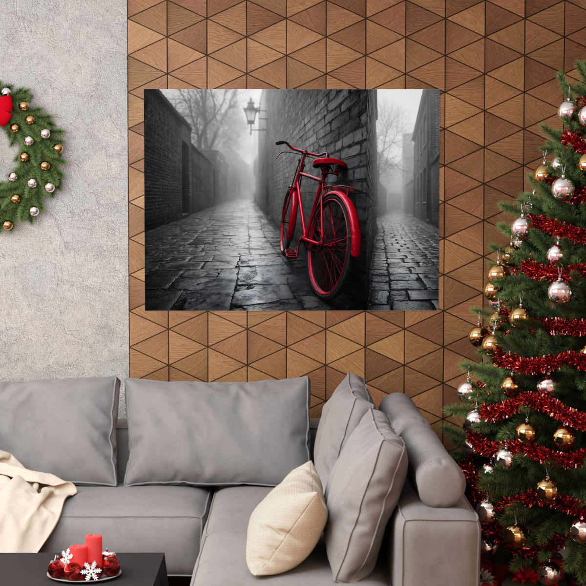 The Red Bicycle - Unique Office Wall Decor | Matte Poster (Landscape)