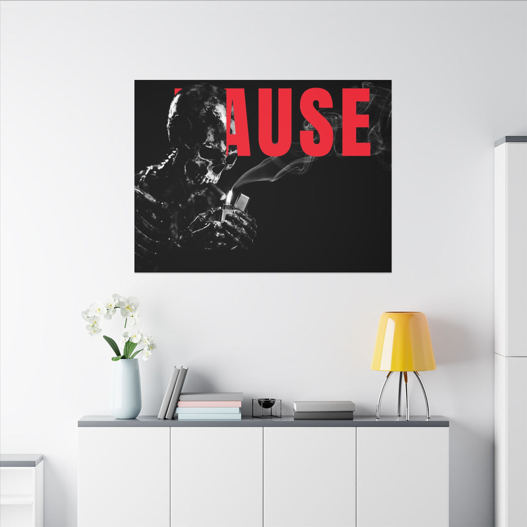 Pause (Landscape) - Smoking Skeleton Wall Art, Dark Gothic Man Cave | Canvas