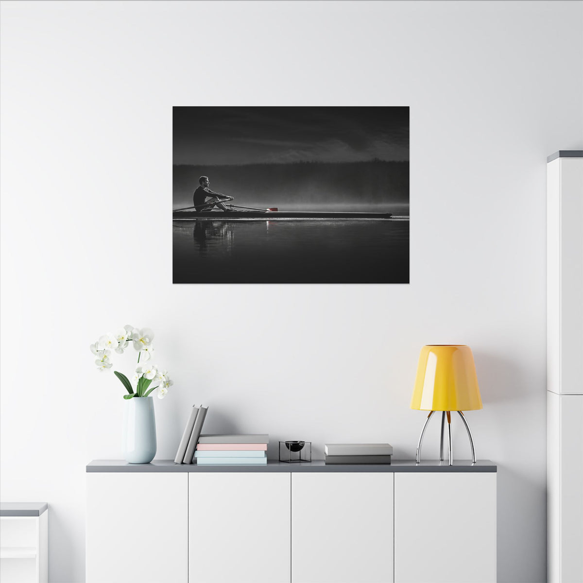 No One Rows for You - Black and White Bedroom Wall Art | Canvas (Landscape)