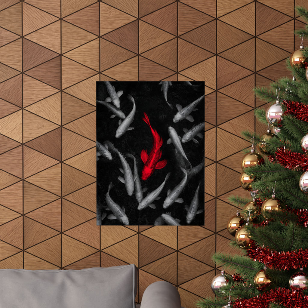 The Red Koi - Red And Black Wall Art | Matte Poster