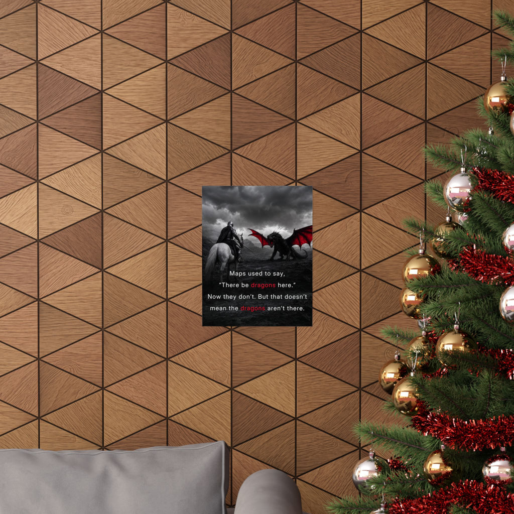 There Be Dragons - Man Cave Decor | Matte Poster