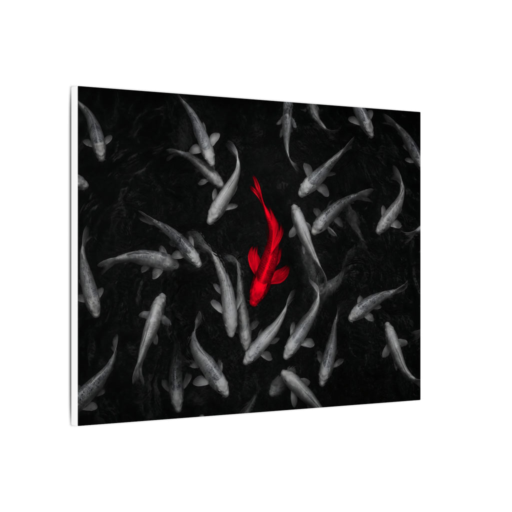 The Red Koi - Red And Black Wall Art | Canvas (Landscape)