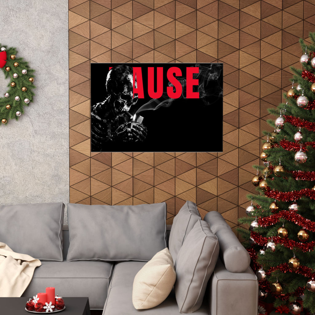 Pause (Landscape) - Smoking Skeleton Wall Art, Dark Gothic Man Cave | Matte Poster