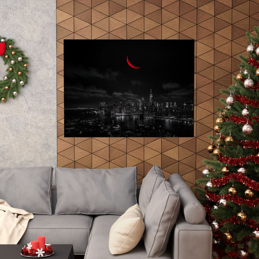 Red Crescent - Red Wall Decor | Matte Poster (Landscape)