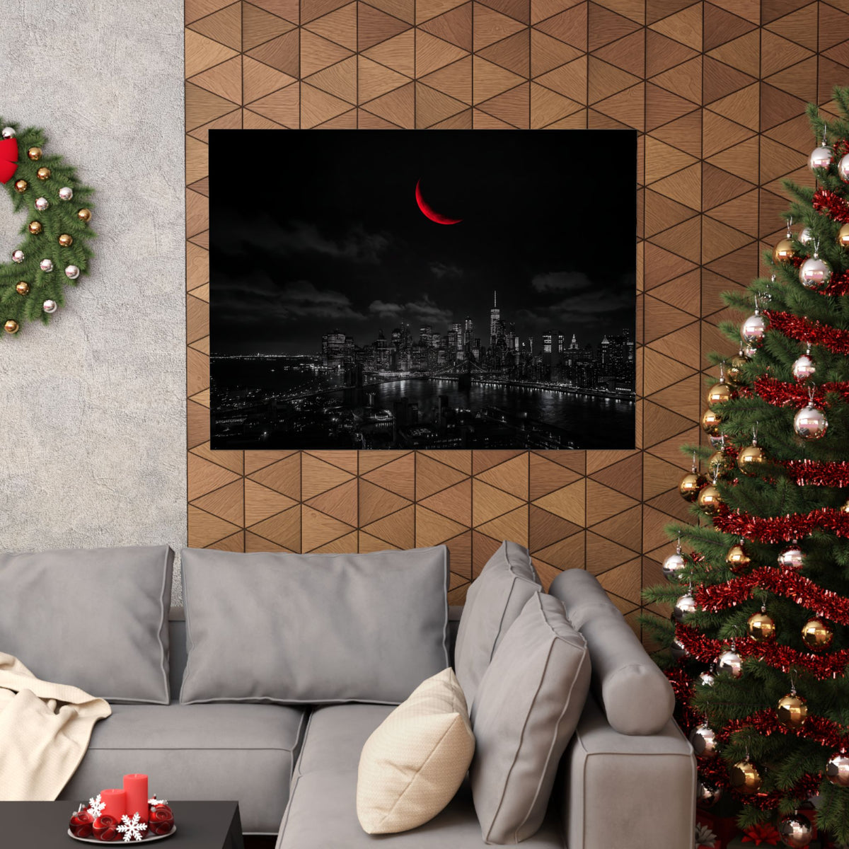 Red Crescent - Red Wall Decor | Matte Poster (Landscape)