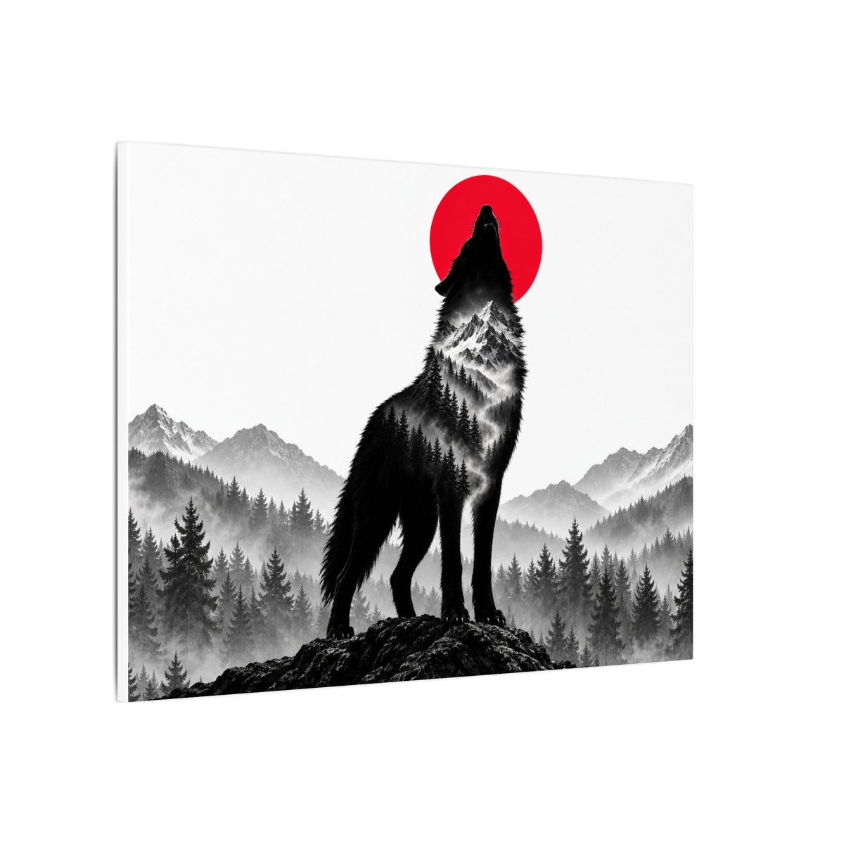 Howling Wolf - Dark Wall Art | Canvas (Landscape)