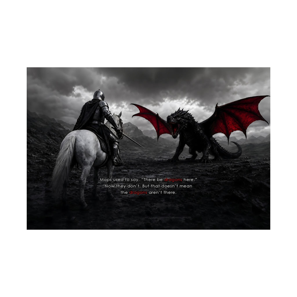 There Be Dragons - Man Cave Decor | Matte Poster (Landscape)