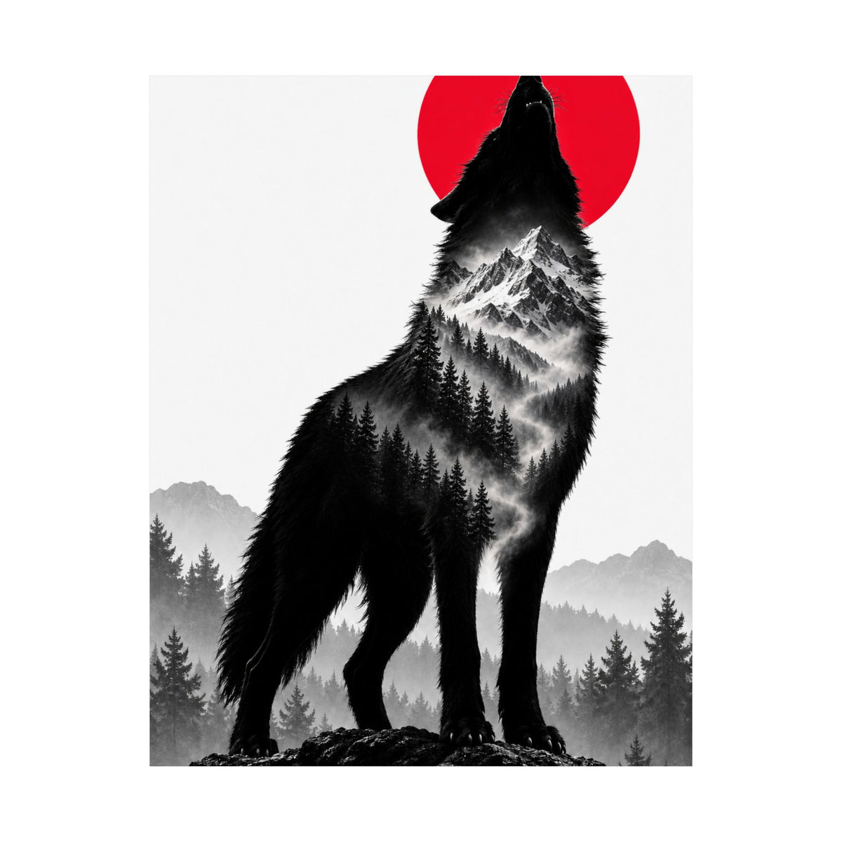Howling Wolf - Dark Wall Art | Matte Poster