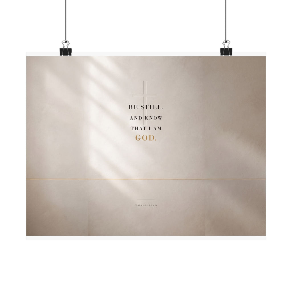 Be Still - Psalm 46:10 Bible Verse Wall Art | Matte Poster (Landscape)