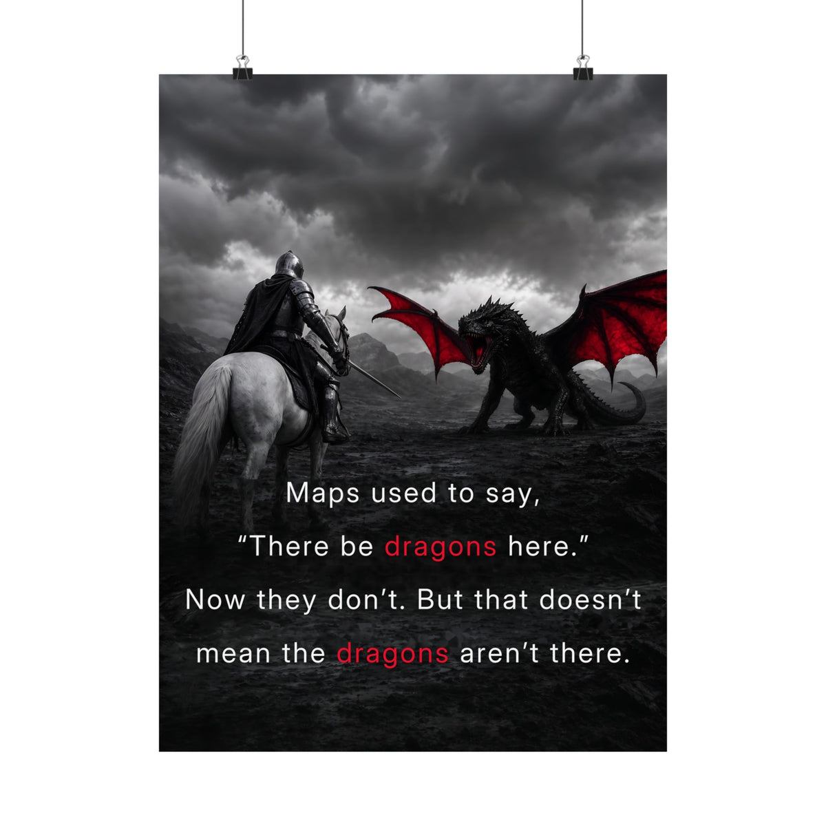There Be Dragons - Man Cave Decor | Matte Poster