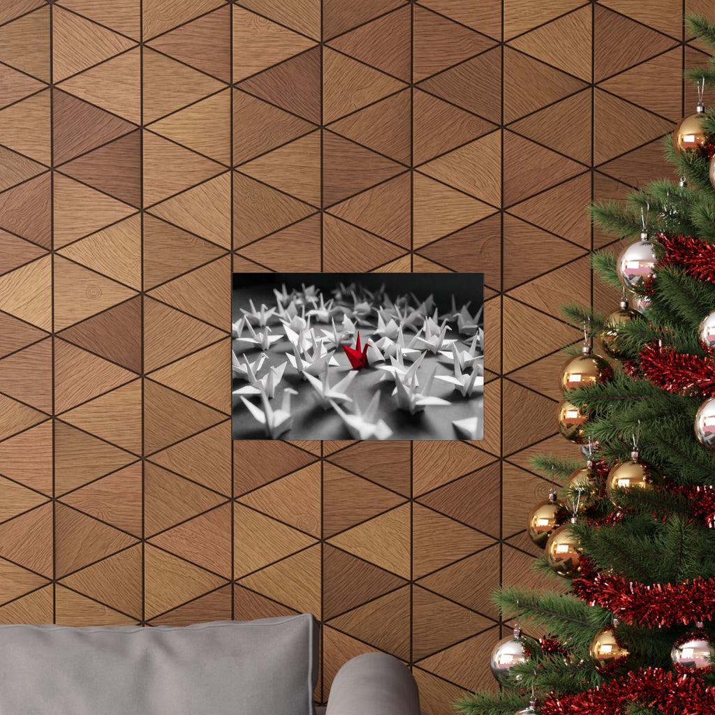 The Red Crane - Unique Wall Art For Office | Matte Poster (Landscape)