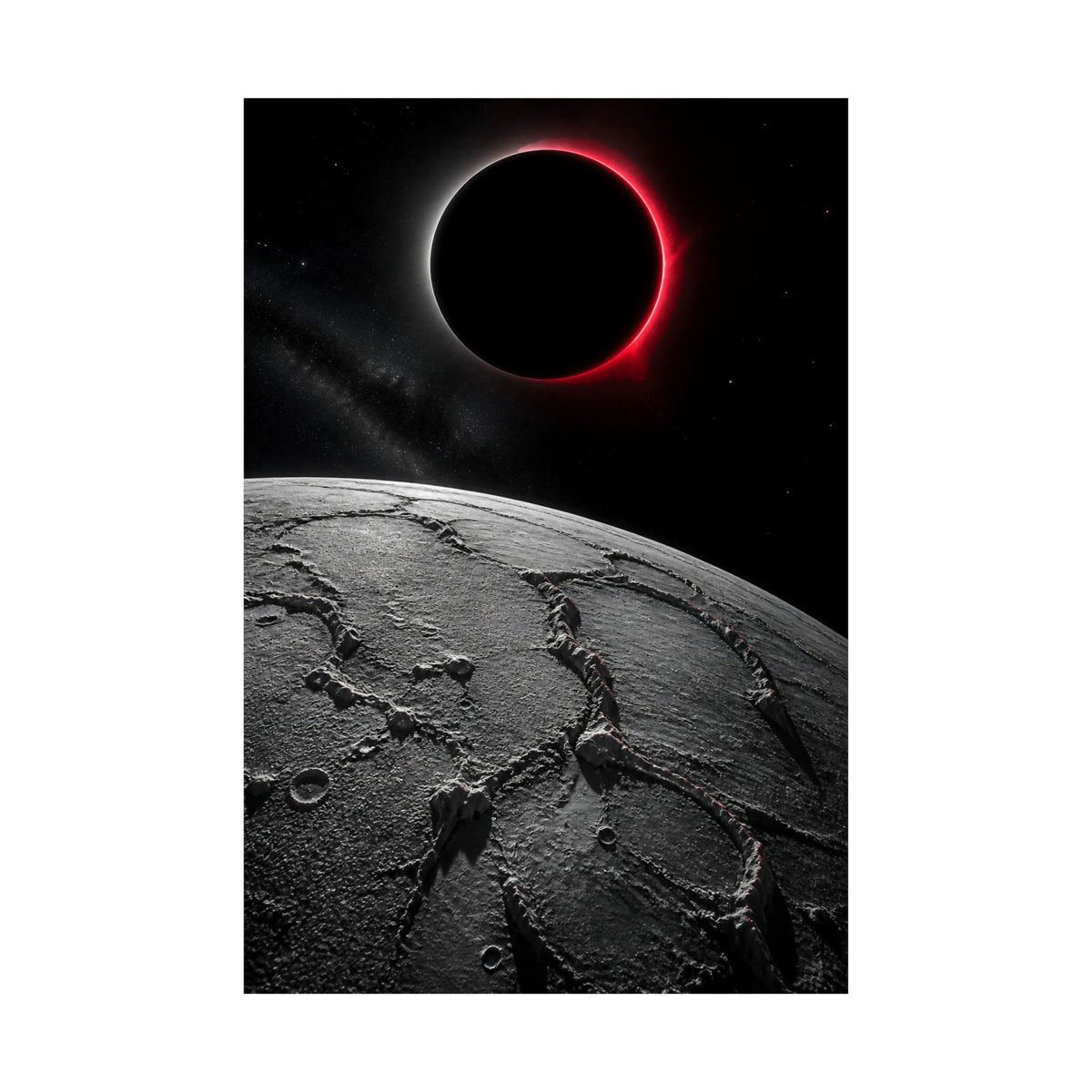 Red Eclipse - Moon Wall Art | Matte Poster