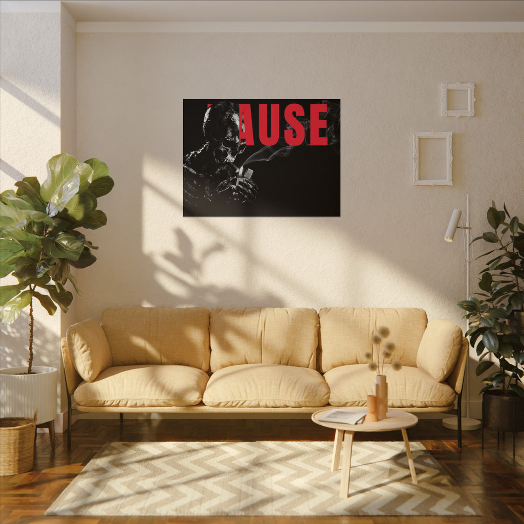 Pause (Landscape) - Smoking Skeleton Wall Art, Dark Gothic Man Cave | Canvas