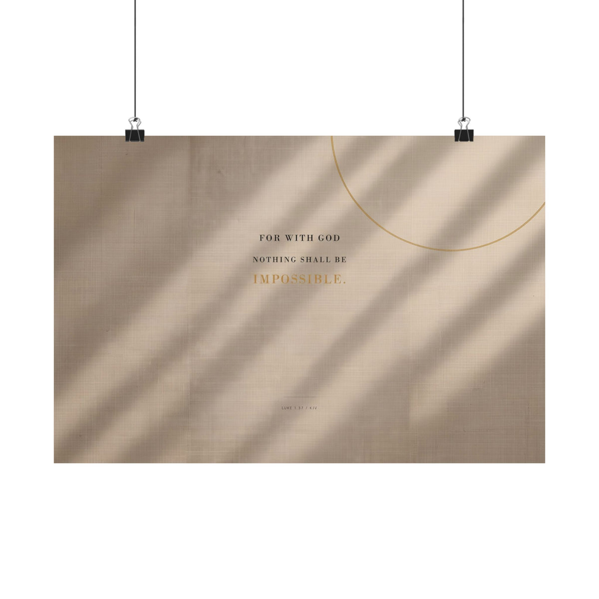 Nothing Shall Be Impossible - Luke 1:37 Bible Verse Wall Art | Matte Poster (Landscape)