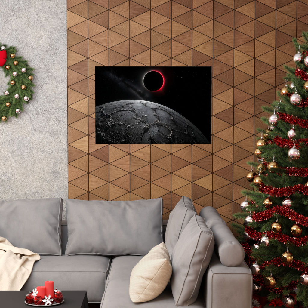 Red Eclipse - Moon Wall Art | Matte Poster (Landscape)