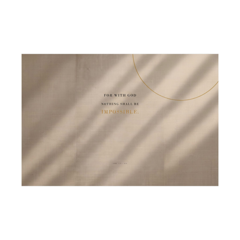 Nothing Shall Be Impossible - Luke 1:37 Bible Verse Wall Art | Matte Poster (Landscape)