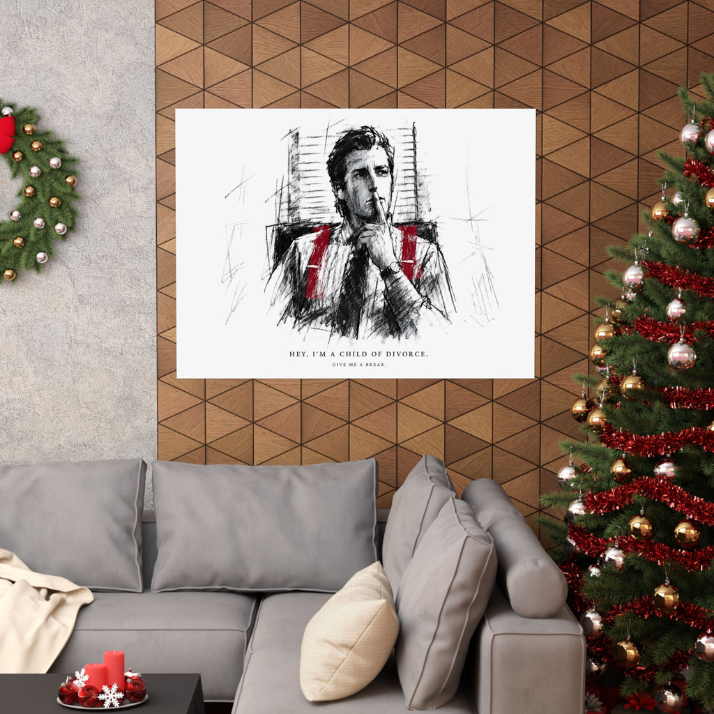 Child of Divorce Sketch - Dark Office Wall Art | Matte Poster (Landscape)