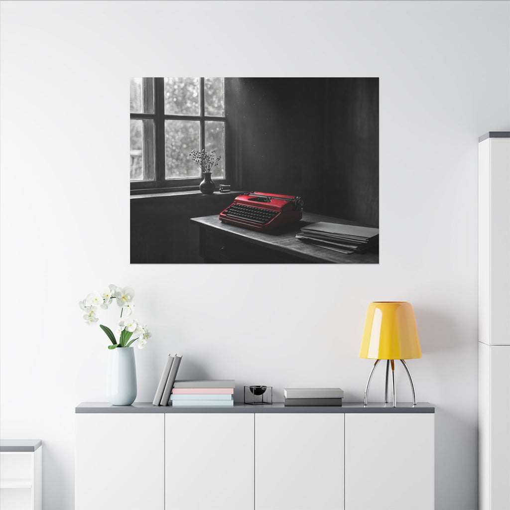 The Red Typewriter - Unique Office Wall Art | Canvas (Landscape)