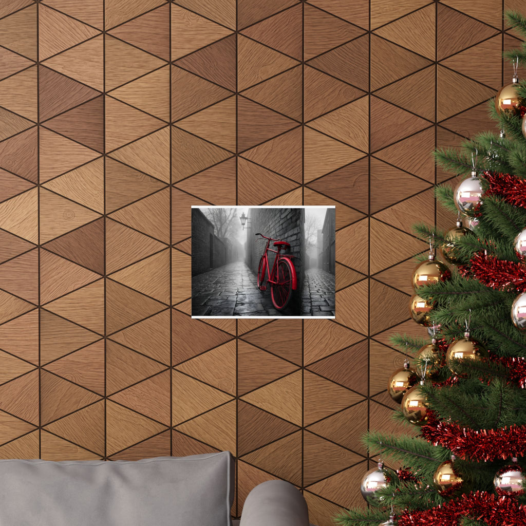 The Red Bicycle - Unique Office Wall Decor | Matte Poster (Landscape)