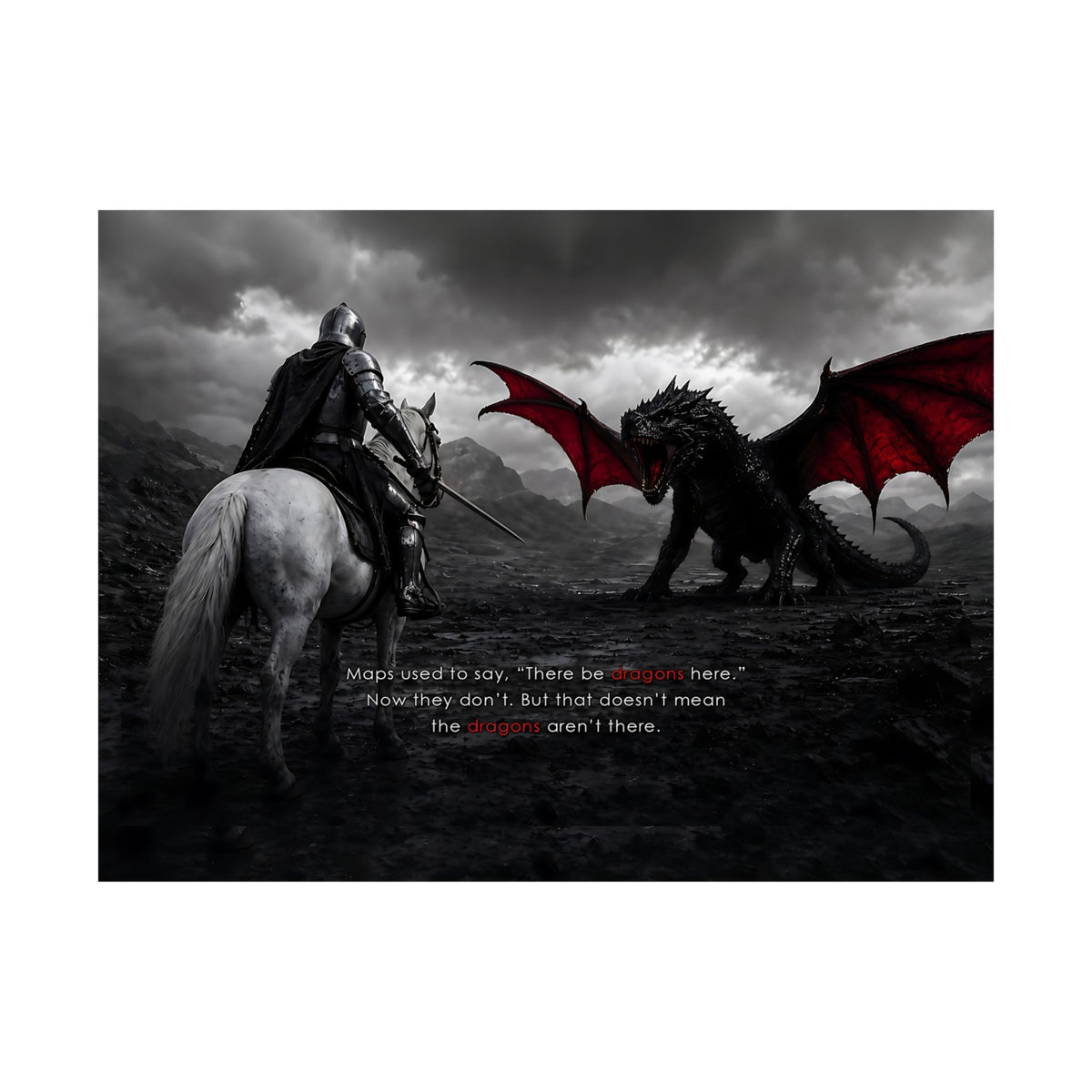 There Be Dragons - Man Cave Decor | Matte Poster (Landscape)