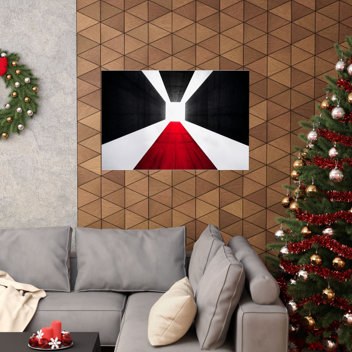 The Red Facade - Red Wall Decor | Matte Poster (Landscape)