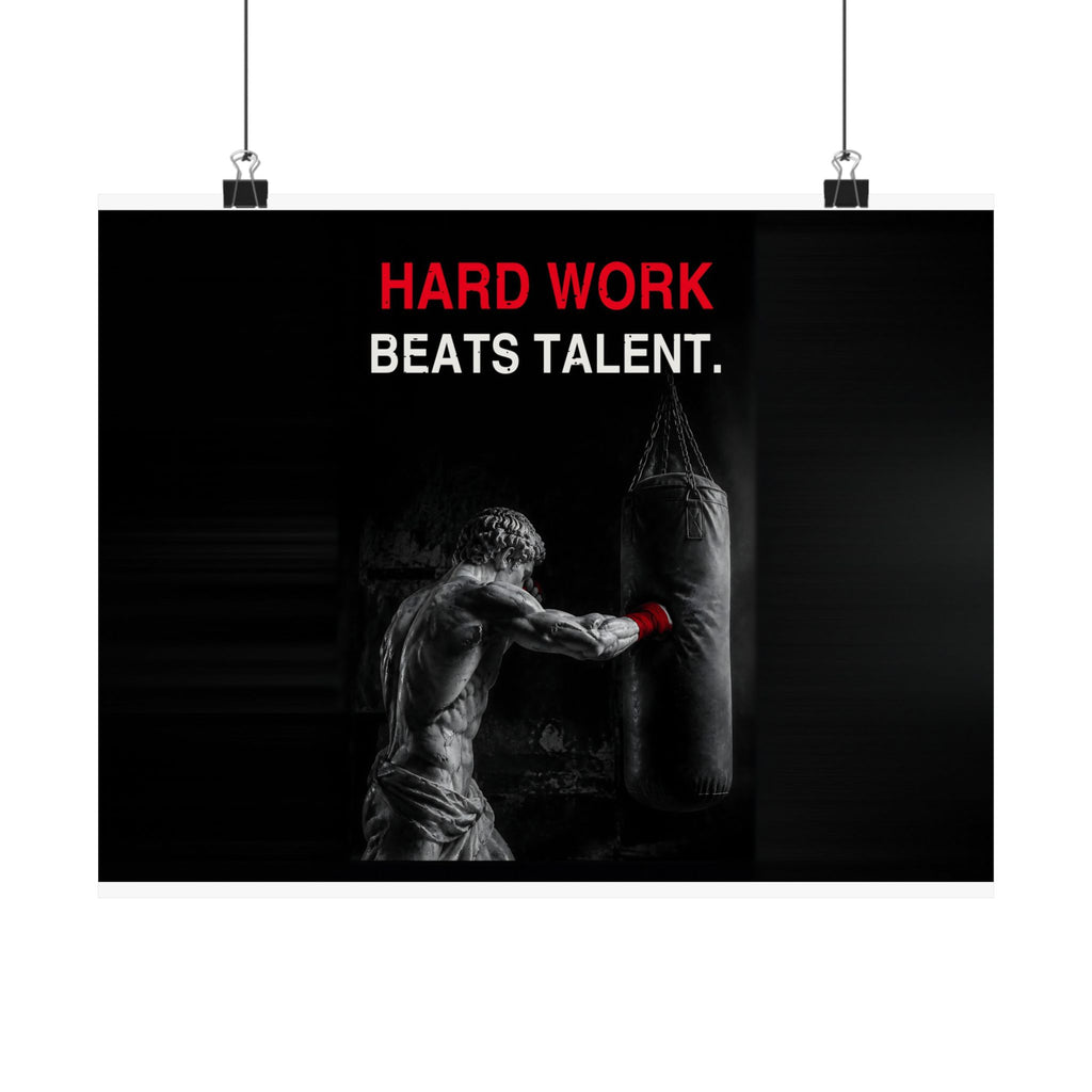 Hard Work Beats Talent - Boxing Wall Art | Matte Poster (Landscape)