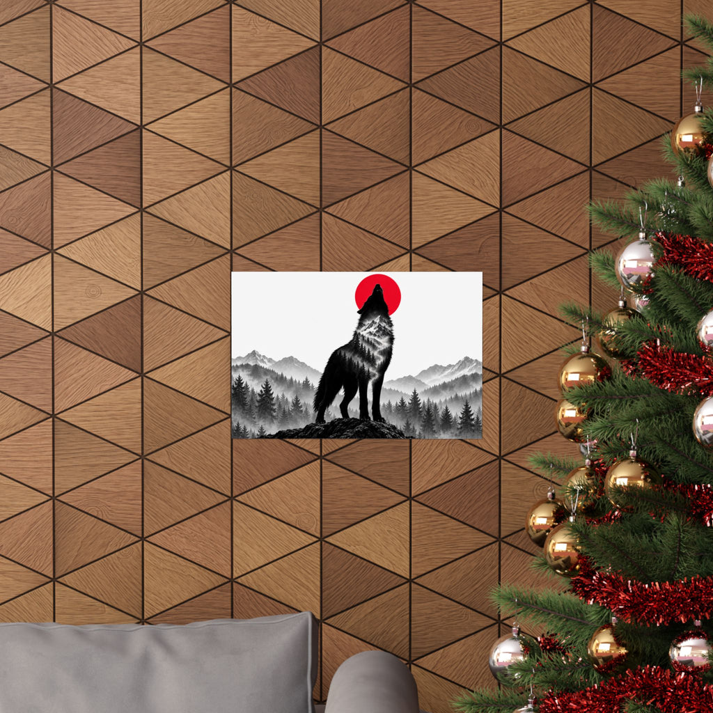 Howling Wolf - Dark Wall Art | Matte Poster (Landscape)