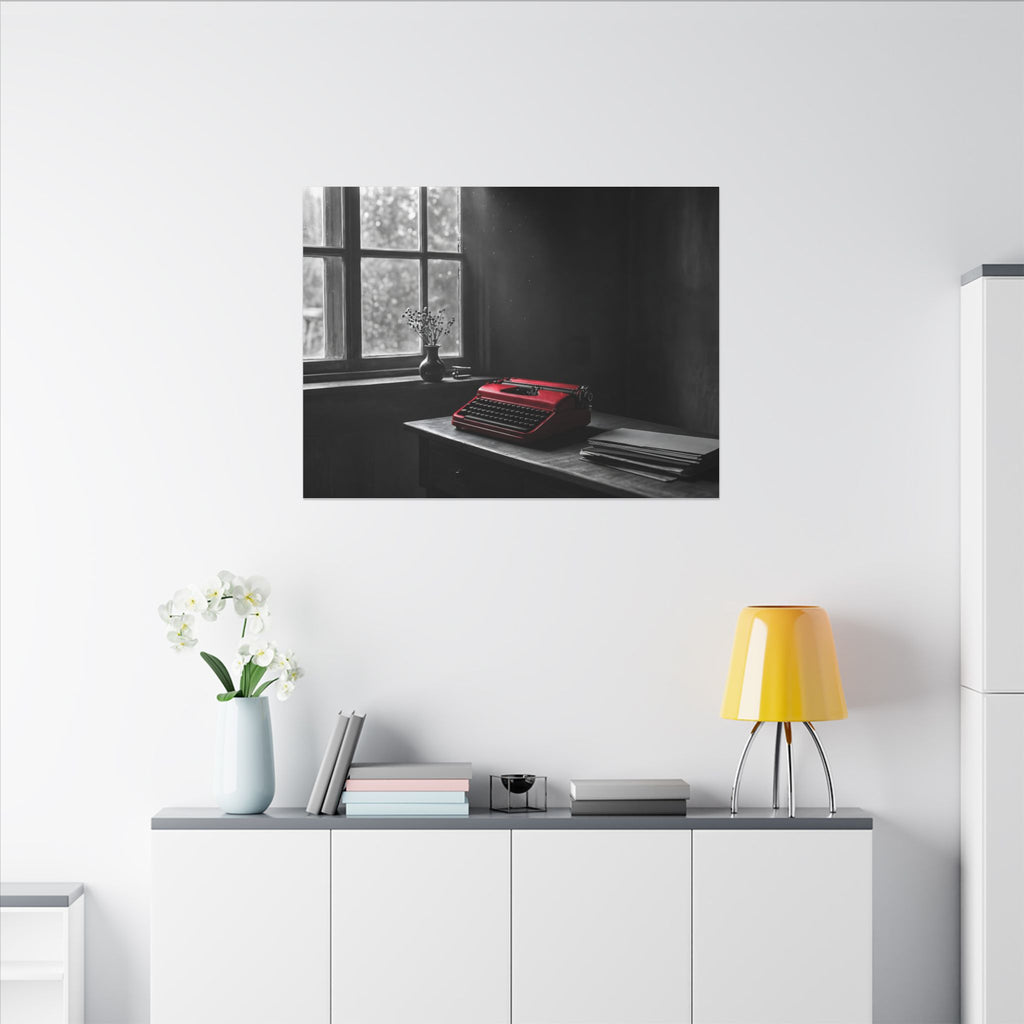 The Red Typewriter - Unique Office Wall Art | Canvas (Landscape)
