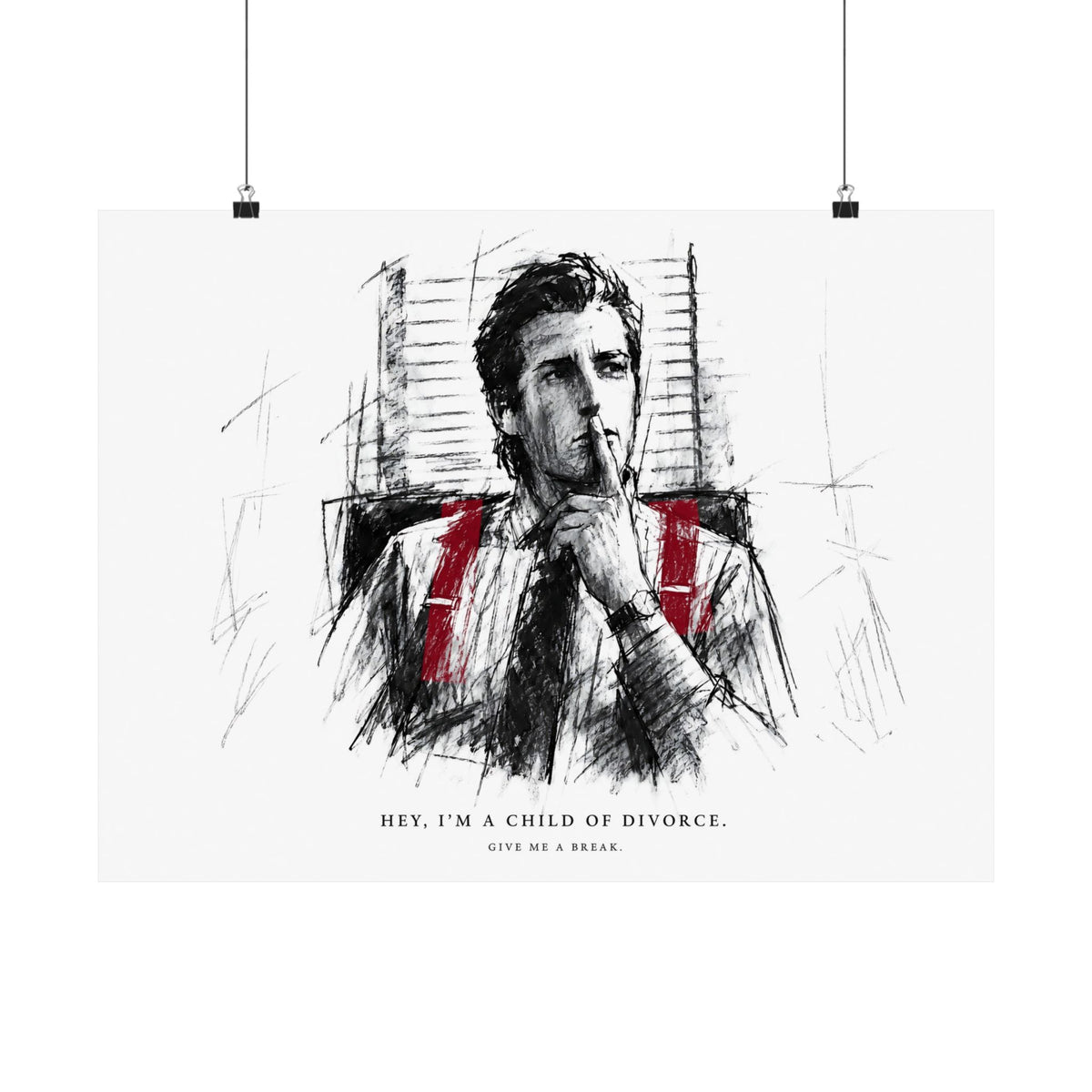 Child of Divorce Sketch - Dark Office Wall Art | Matte Poster (Landscape)