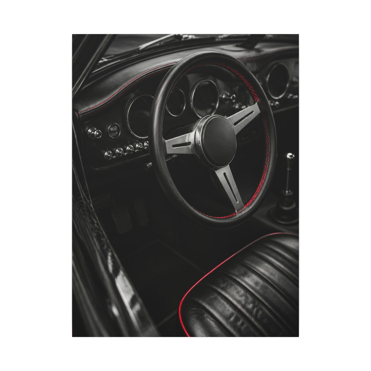 Red Stitch Cockpit - Classic Car Interior Wall Art | Canvas