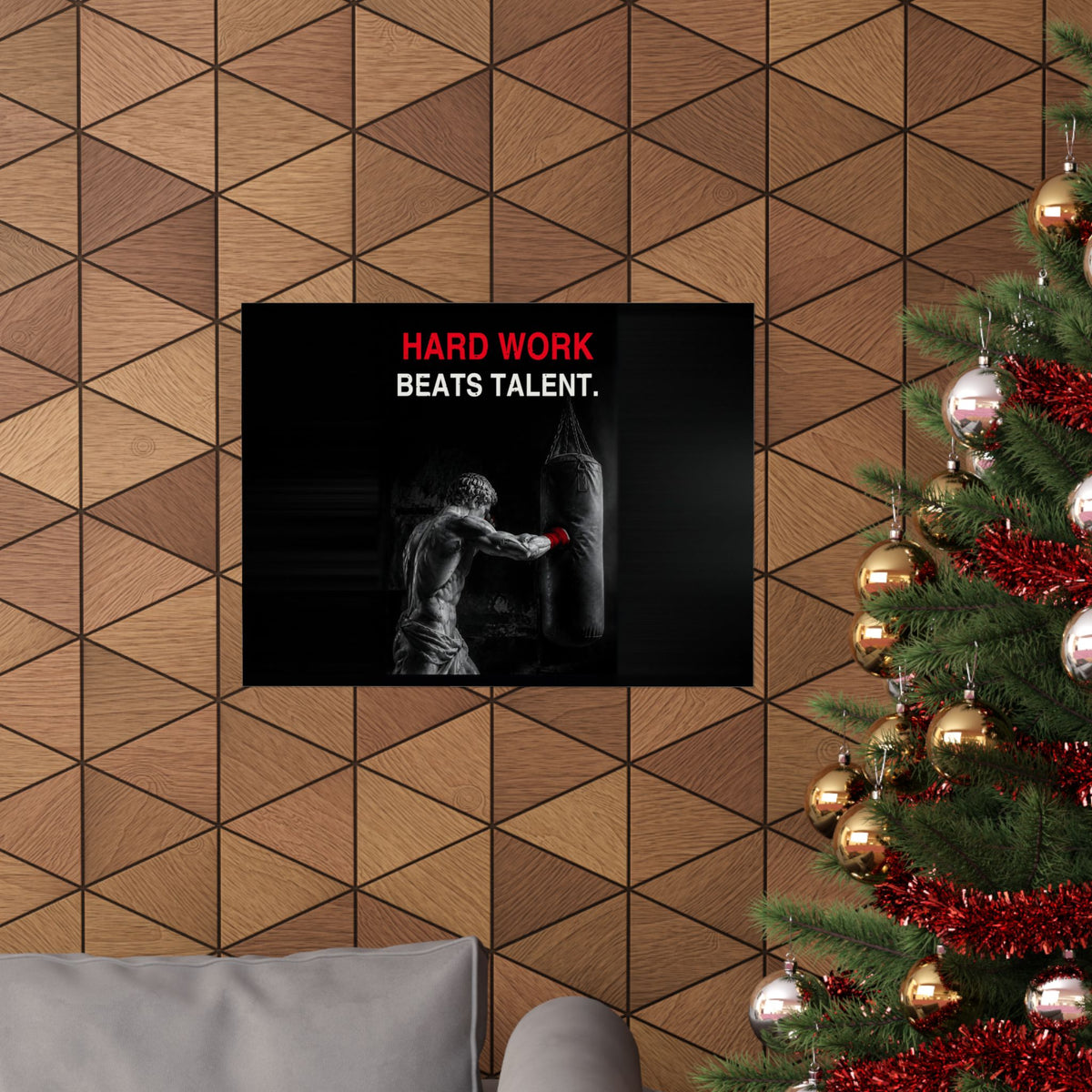 Hard Work Beats Talent - Boxing Wall Art | Matte Poster (Landscape)