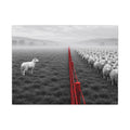 Lone Lamb - Black and White Wall Art | Canvas (Landscape)
