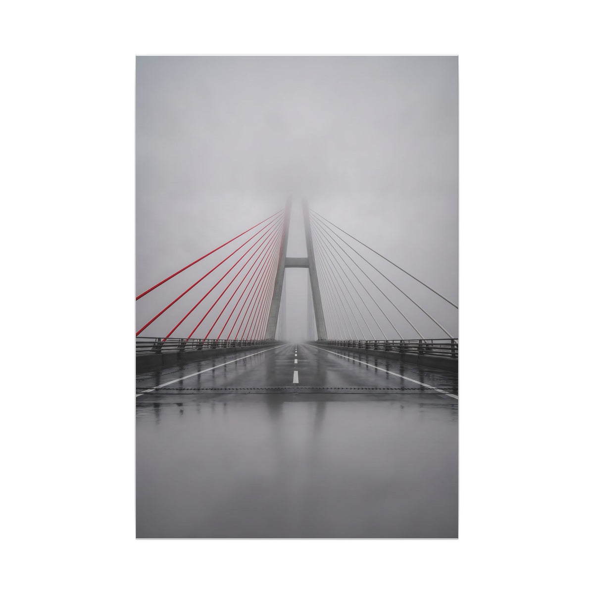 Span in Fog - Red Wall Decor | Canvas