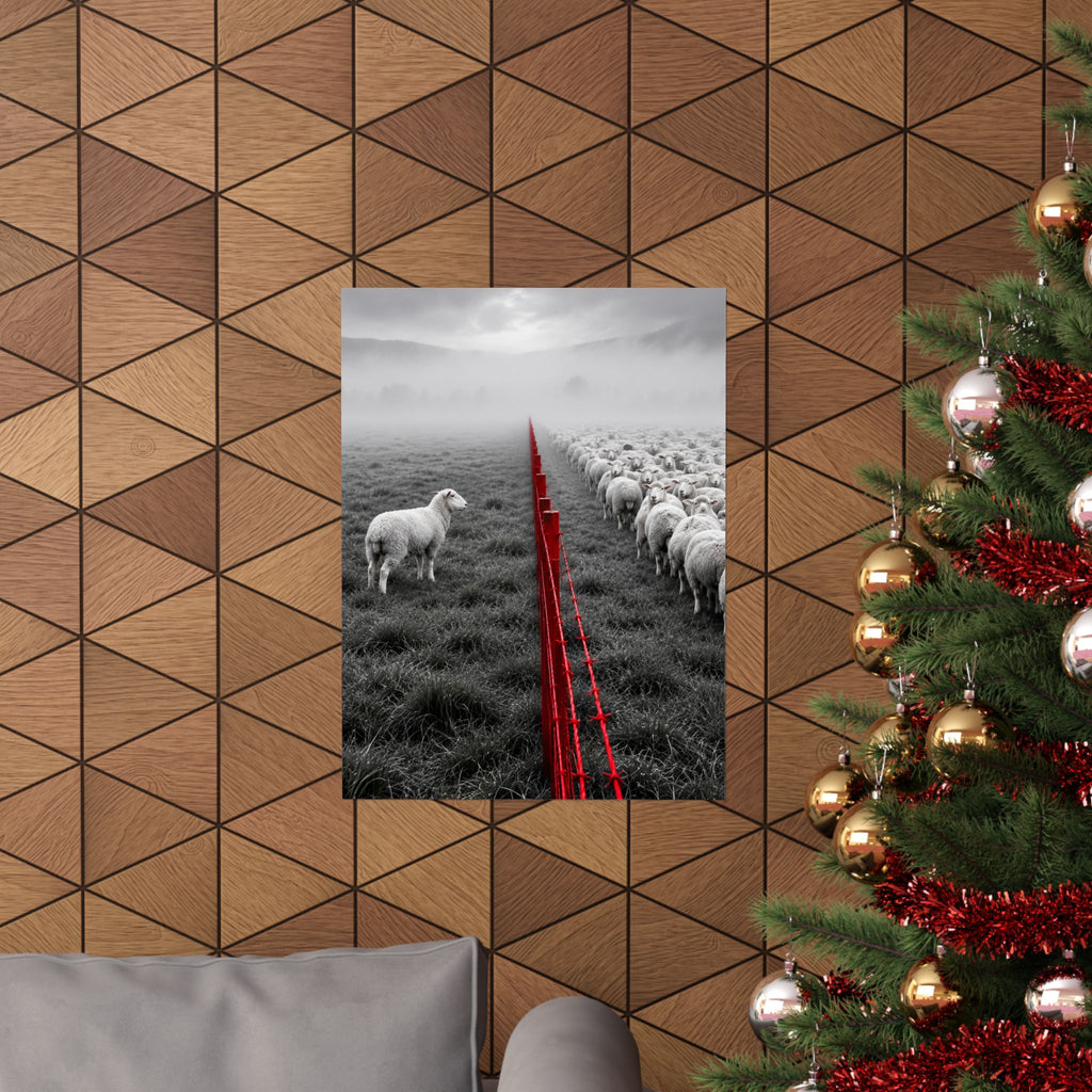 Lone Lamb - Black and White Wall Art | Matte Poster